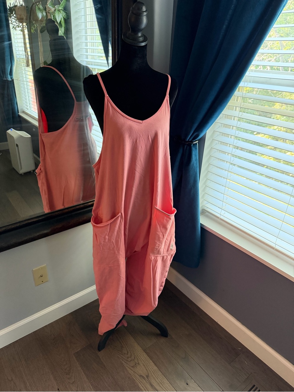FP Movement by Free People Coral Pink Sleeveless Romper with Pockets